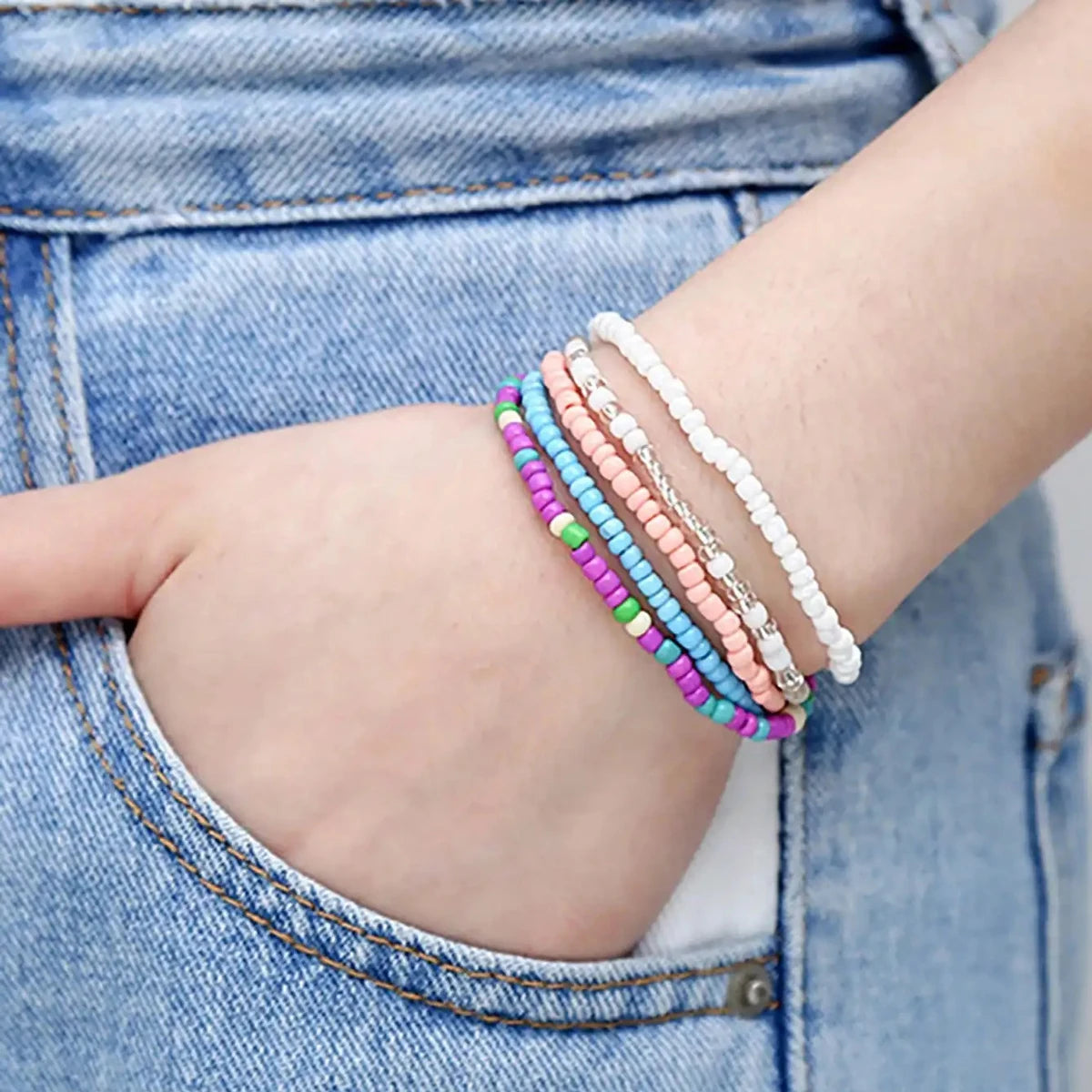 17PCS Bohemian Beaded Bracelet Set | Colorful Stackable Stretch Bracelets for Women