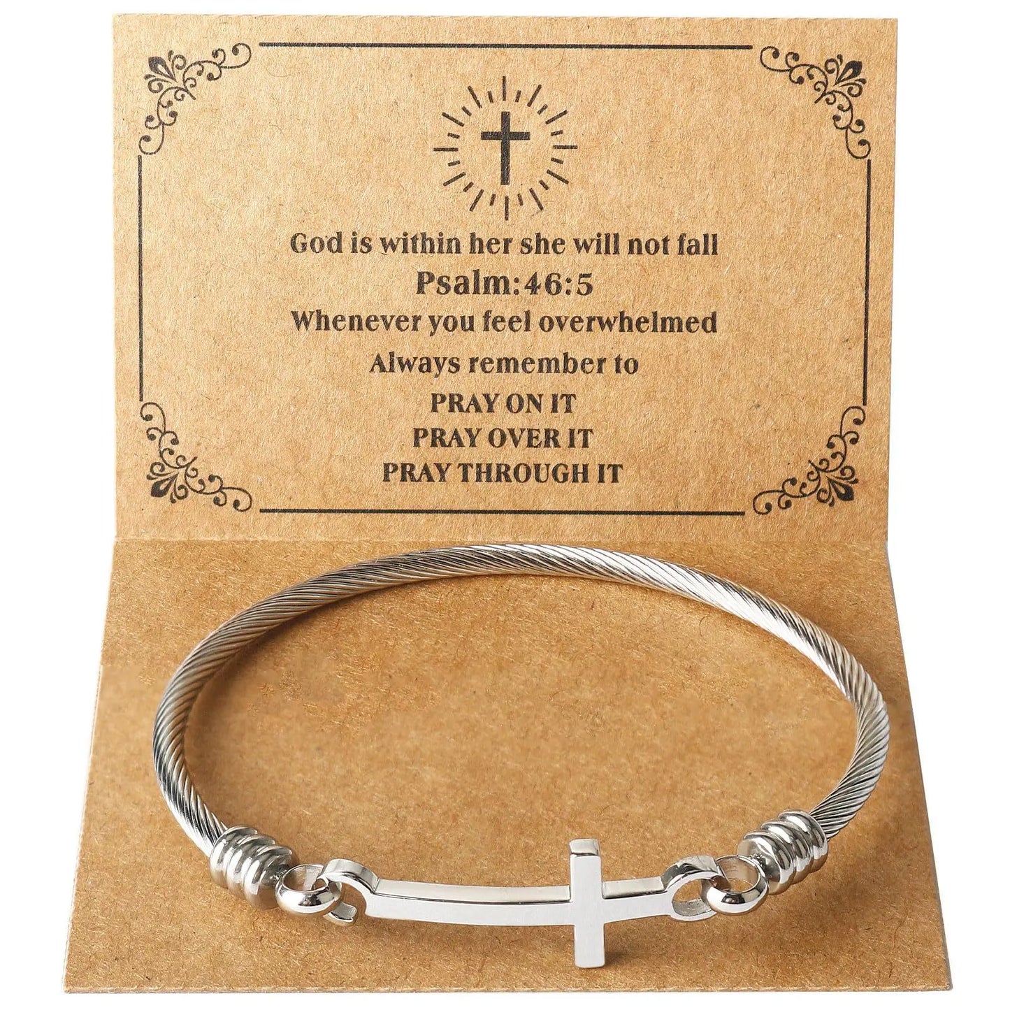 God Is Within Her She Will Not Fall Bracelet | Christian Cross Bracelet | Bible Verse Faith Jewelry | Inspirational Gift for Women