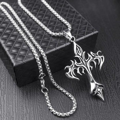 Hip Hop Stainless Steel Cross Pendant Necklace