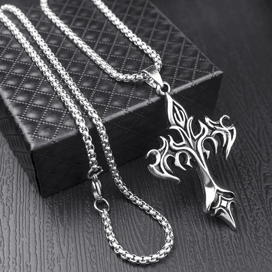 Hip Hop Stainless Steel Cross Pendant Necklace