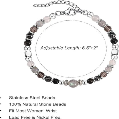 Cross-border new natural stone adjustable lobster buckle 4mm beaded bracelet fashionable women with card bracelet