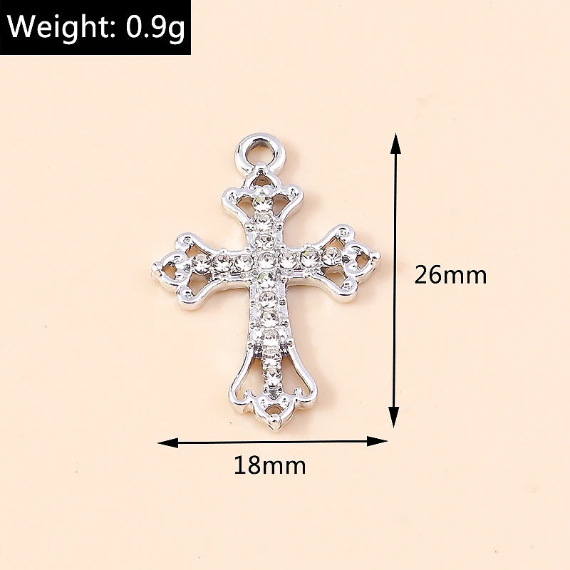 10pcs Luxury Gold Silver Color Cross Charms for Jewelry Making Handmade Crosses Pendant Necklace Keychain Diy Jewelry Findings - Blessings is Here