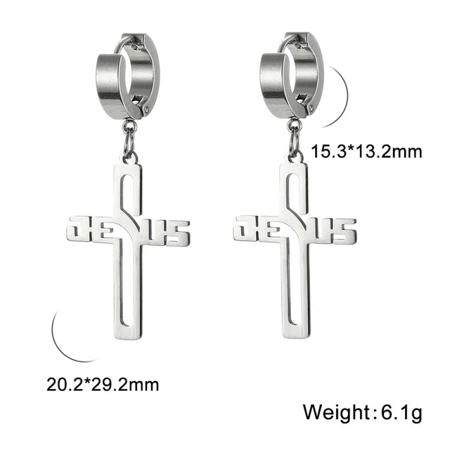 Christian Jesus Cross Dangle Earring for Women Girl Stainless Steel Jewelry Drop Earrings Mother Day Mother Gift