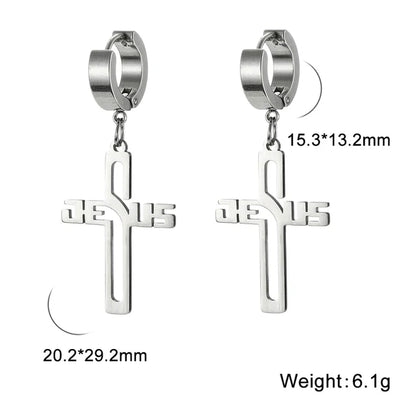 Christian Jesus Cross Dangle Earring for Women Girl Stainless Steel Jewelry Drop Earrings Mother Day Mother Gift