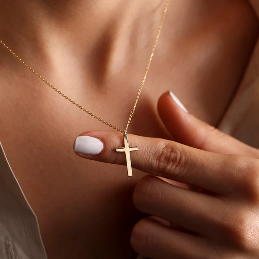 Unisex Faith Gold Silver Stainless Steel Cross Necklace