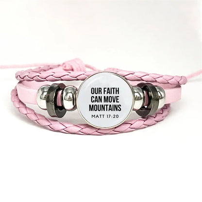 Multilayer Christian Faith Bible Verse Leather Bracelet