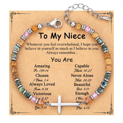 Birthday Christian gifts Cross Bracelet for Women Steel Confirmation Baptism Easter Unique Gift for Girls Friends Daughter Sister