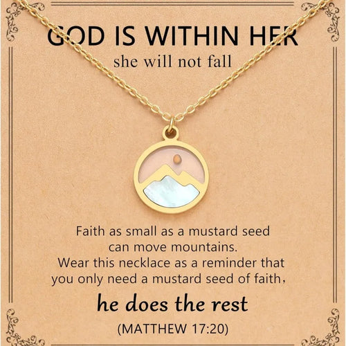 14KGold Stainless Steel Moving Mountains-Mustard Seed Faith Pendant Necklaces for Women Men Boys Teens Girls Christmas Gifts - Blessings is Here