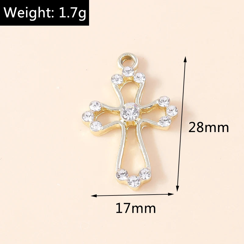 10pcs Luxury Gold Silver Color Cross Charms for Jewelry Making Handmade Crosses Pendant Necklace Keychain Diy Jewelry Findings - Blessings is Here