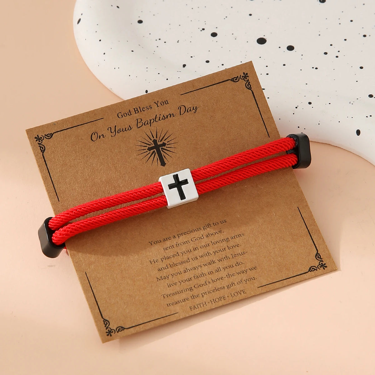 Braided Cross Bracelet for Men And Women Adjustable Hand Rope with Metal Knot Christian Baptism Gifts Christian Jewelry - Blessings is Here