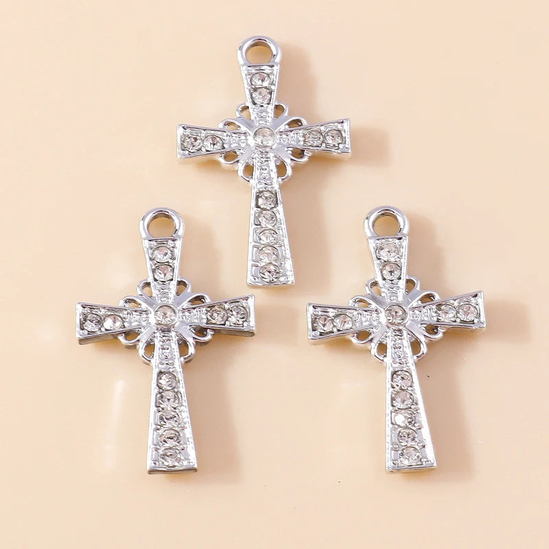 10pcs Luxury Gold Silver Color Cross Charms for Jewelry Making Handmade Crosses Pendant Necklace Keychain Diy Jewelry Findings - Blessings is Here