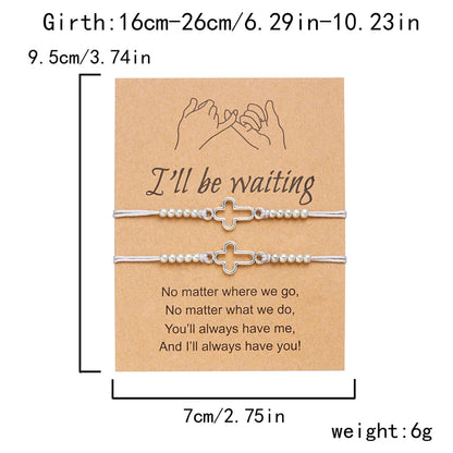 2Pcs/Set New Simple Cross Braided Bracelet for Women Men Handmade Adjustable Friendship Couple Bracelet Christian Prayer Jewelry