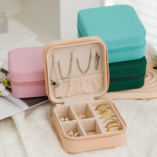 PU Leather Portable Travel Jewelry Organizer Box