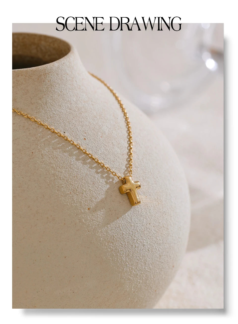 Small  Stainless Steel Chic Cross Casting Charm Pendant Necklace Unique Classic Fashion Jewelry Bijoux Femme