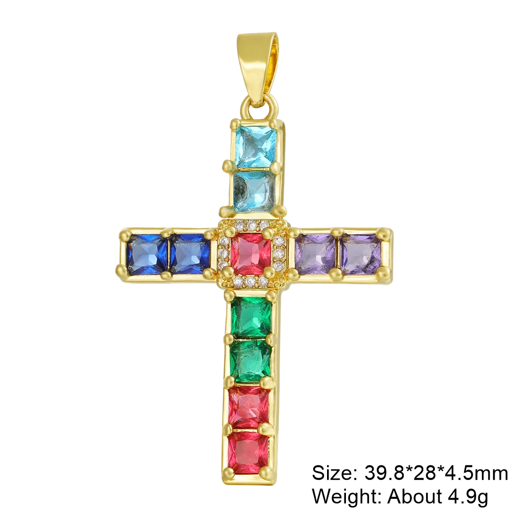Juya Handmade 18K Real Gold Plated Cubic Zirconia Christian Cross Charms For DIY Rosary Religious Pendant Jewelry Making - Blessings is Here