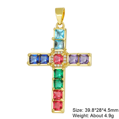 Juya Handmade 18K Real Gold Plated Cubic Zirconia Christian Cross Charms For DIY Rosary Religious Pendant Jewelry Making - Blessings is Here