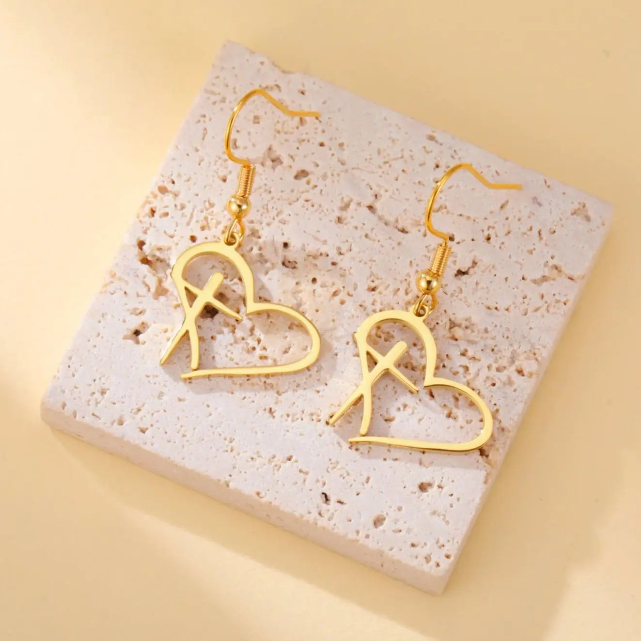Christian Cross Heart Earrings for Women Love Keyring Stainless Steel Key Bag Car Charms Religious Lucky Jewelry Gifts