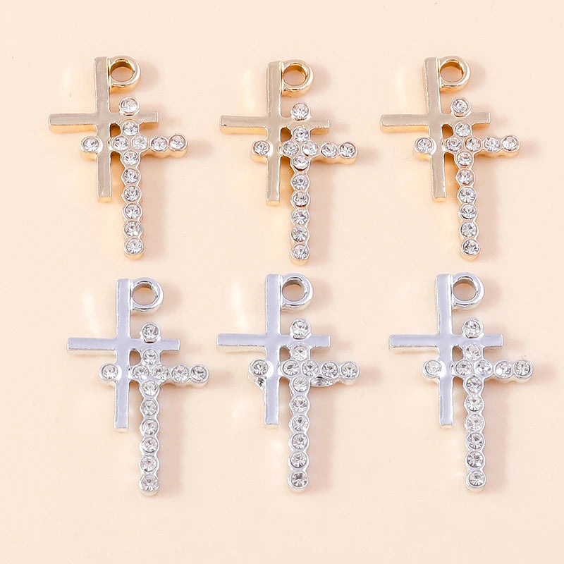 10pcs Luxury Gold Silver Color Cross Charms for Jewelry Making Handmade Crosses Pendant Necklace Keychain Diy Jewelry Findings - Blessings is Here