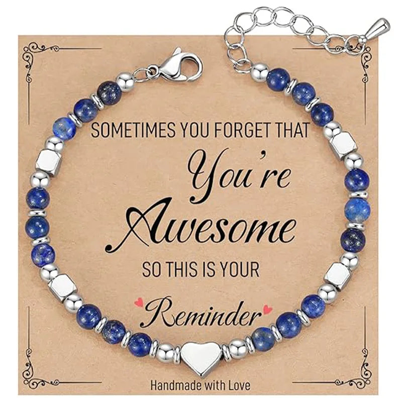 Faith Heart Natural Stone Bracelet for Women – Christian Gift, Adjustable Beaded Bracelet, Meaningful Jewelry Gift for Mom, Daughter, Friend - 1 piece