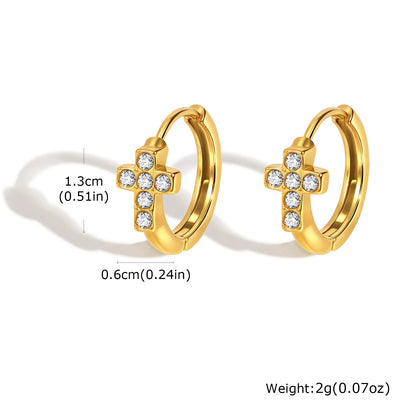 Stylish Christian Cross Jewelry Set, Women's Necklace Bracelet Earrings Ring 4pc for Birthday Christmas Baptism Gift - Blessings is Here