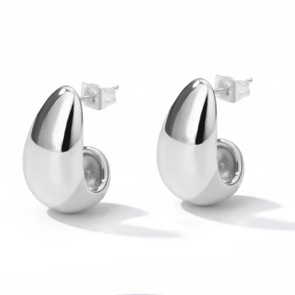 Stainless Steel Gold Heart Zircon Hoop Earrings