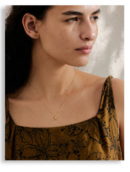 Small  Stainless Steel Chic Cross Casting Charm Pendant Necklace Unique Classic Fashion Jewelry Bijoux Femme