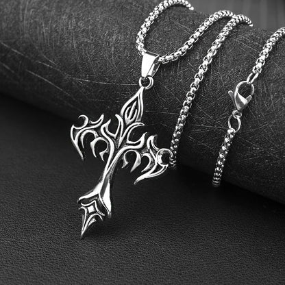 Hip Hop Stainless Steel Cross Pendant Necklace