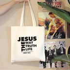Spacious Christian Canvas Tote Bag for Women – Reusable Faith Bag