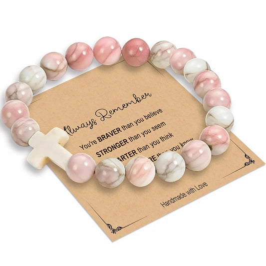 Christian Cross Bracelet for Women & Teens - Inspirational Christmas Gift & Stocking Stuffer for Best Friends, Godmothers - Blessings is Here