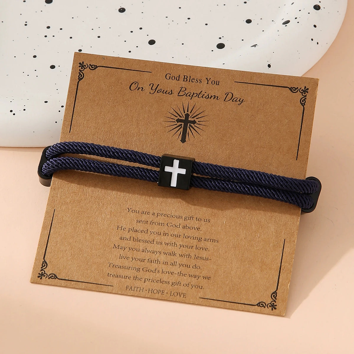 Braided Cross Bracelet for Men And Women Adjustable Hand Rope with Metal Knot Christian Baptism Gifts Christian Jewelry - Blessings is Here