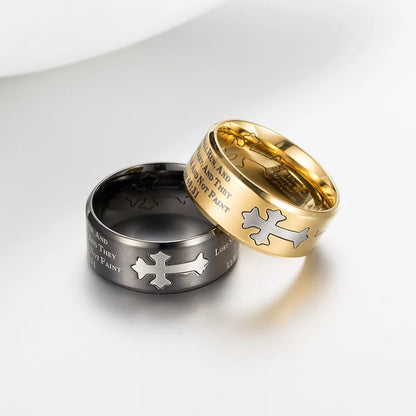 Isaiah Bible Verse Cross Men’s Stainless Steel Ring