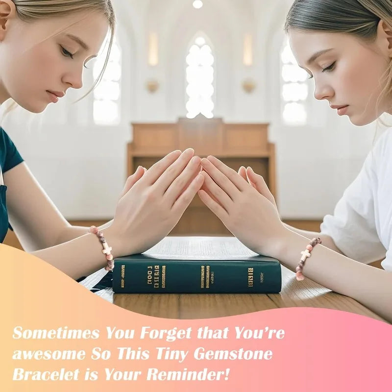 Christian Cross Bracelet for Women & Teens - Inspirational Christmas Gift & Stocking Stuffer for Best Friends, Godmothers - Blessings is Here