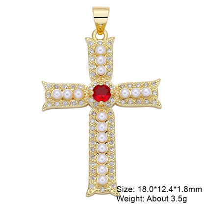 Juya Handmade 18K Real Gold Plated Cubic Zirconia Christian Cross Charms For DIY Rosary Religious Pendant Jewelry Making - Blessings is Here