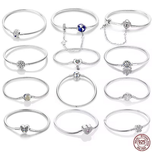 925 Silver Star Moon Clover Bracelet