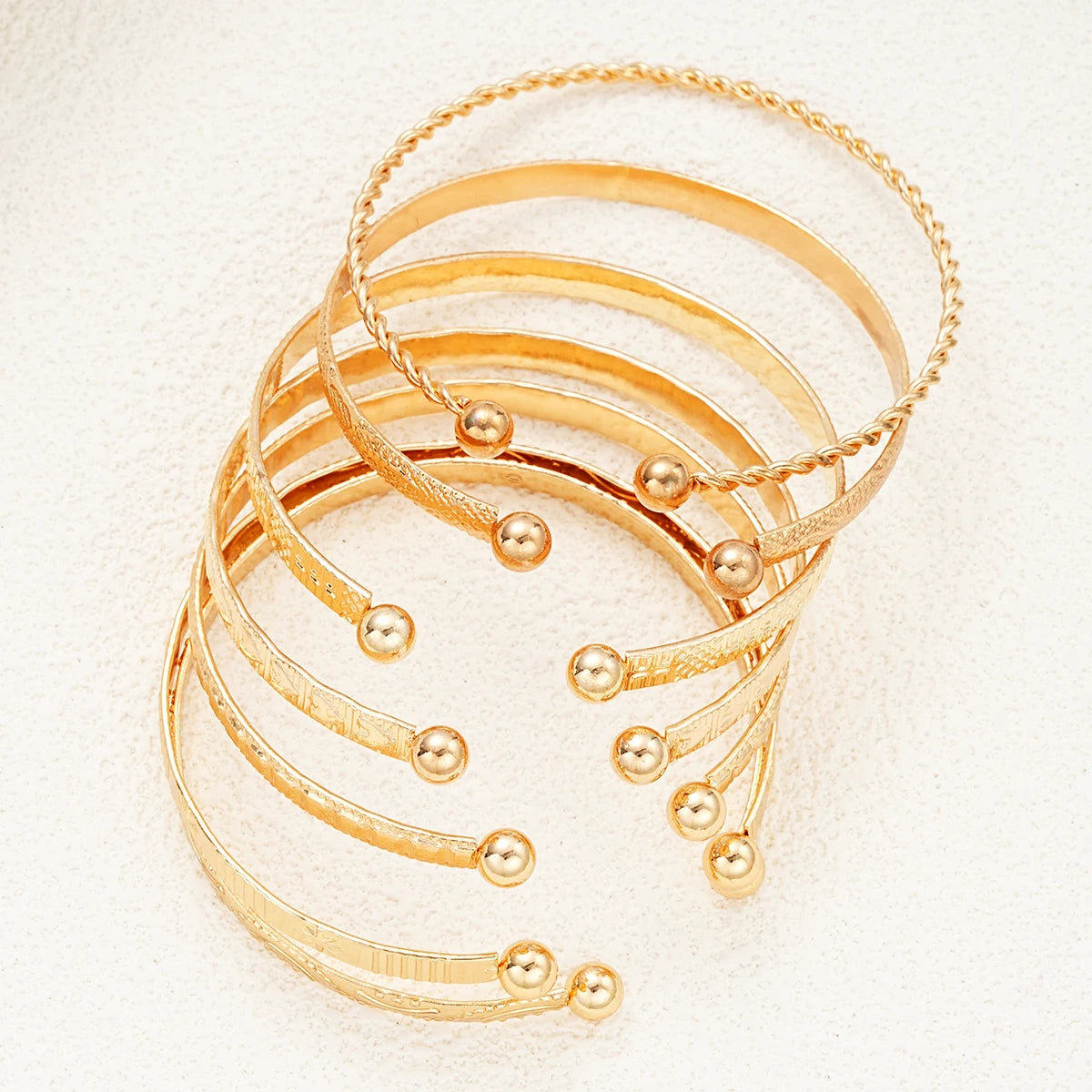 7-Piece Punk Gold Bracelet Set for Women