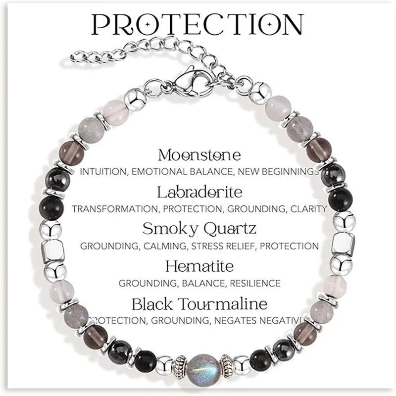 Cross-border new natural stone adjustable lobster buckle 4mm beaded bracelet fashionable women with card bracelet