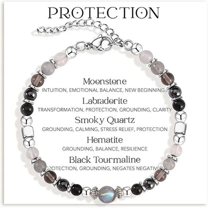 Cross-border new natural stone adjustable lobster buckle 4mm beaded bracelet fashionable women with card bracelet