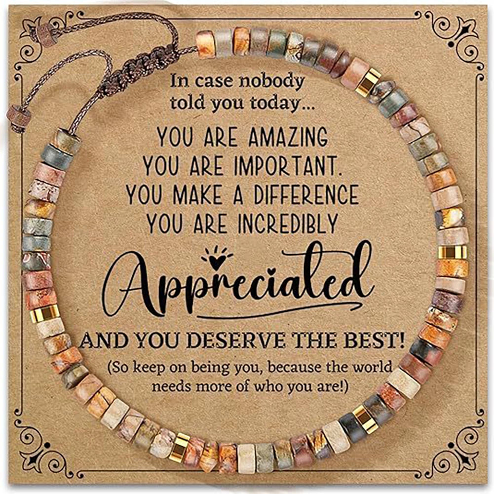 Healing Crystal Motivational Bracelet Positive Affirmation Anxiety Relief Good Luck Charm for Women Men Teens