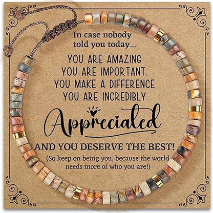Healing Crystal Motivational Bracelet Positive Affirmation Anxiety Relief Good Luck Charm for Women Men Teens