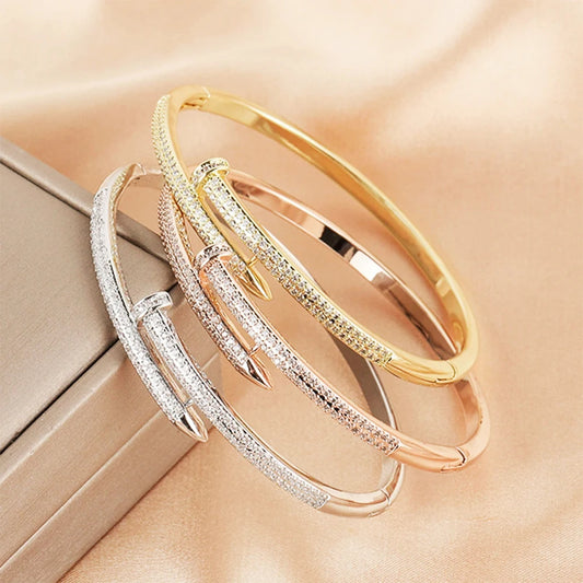 Trendy Zircon Nail Screw Bracelet for Women