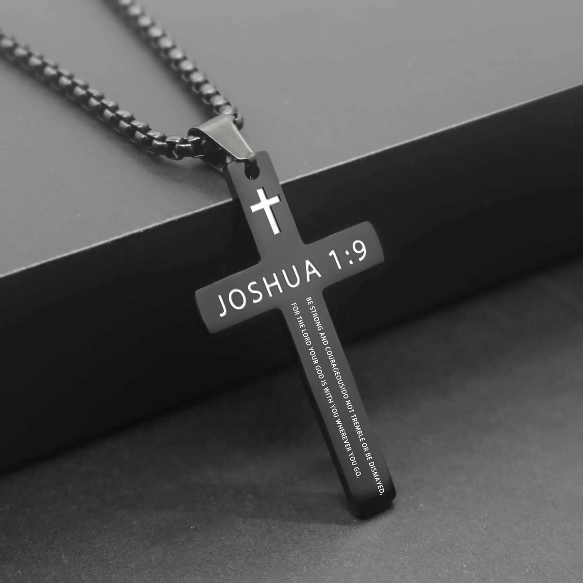 304L Stainless Steel Bible Verse Cross Necklace - Blessings is Here