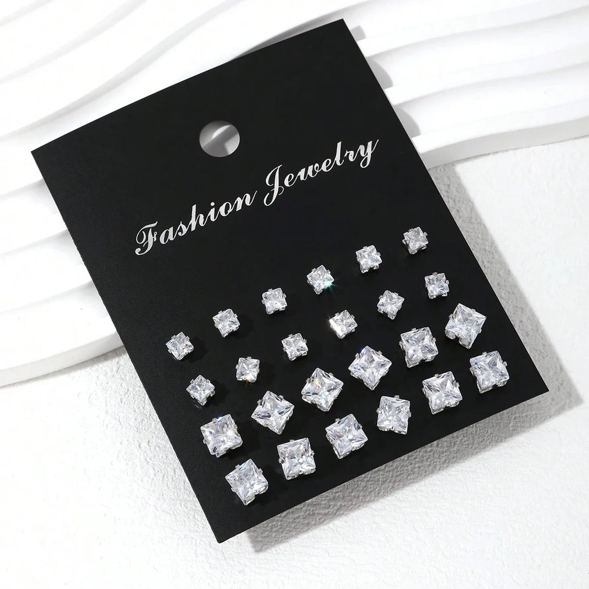 12-Pair Zirconia Stud Earring Set - Blessings is Here