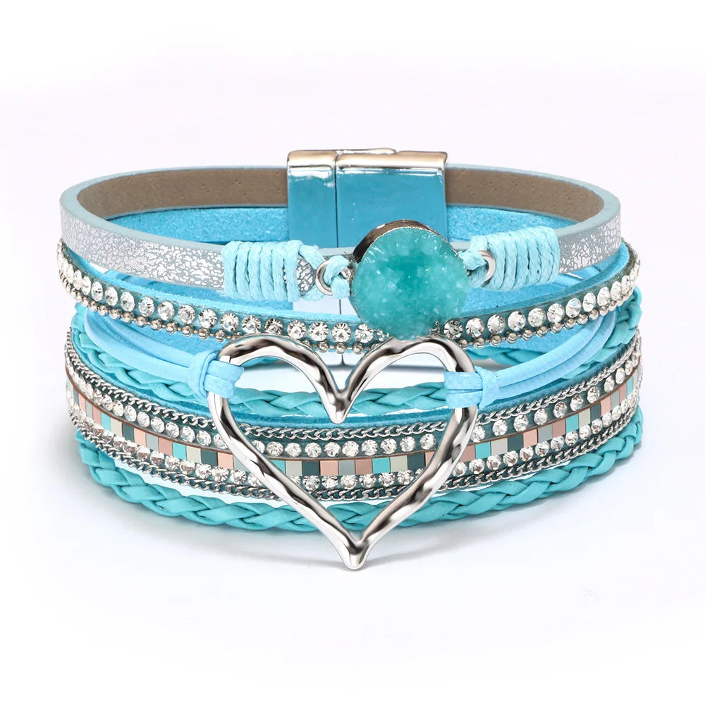 Blessed Cross PU Leather Bracelet – Bohemian Christian Rhinestone Wrap Bracelet for Women | Vintage Faith Jewelry Gift | Blessings Is Here