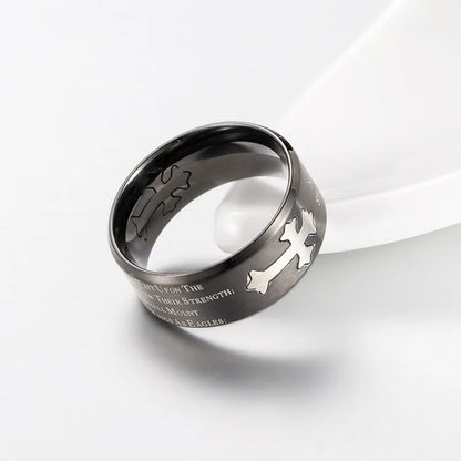 Isaiah Bible Verse Cross Men’s Stainless Steel Ring