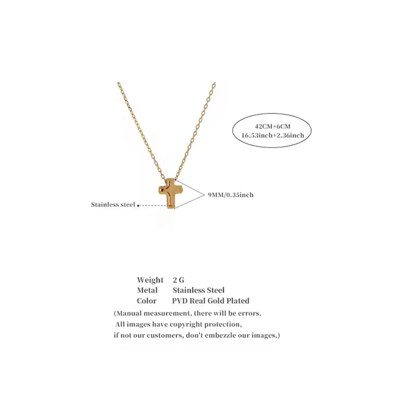 Small  Stainless Steel Chic Cross Casting Charm Pendant Necklace Unique Classic Fashion Jewelry Bijoux Femme