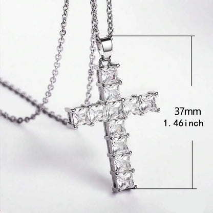 Gold Multi-Color Crystal Cross Necklace