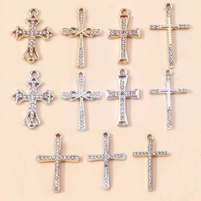 10pcs Luxury Gold Silver Color Cross Charms for Jewelry Making Handmade Crosses Pendant Necklace Keychain Diy Jewelry Findings - Blessings is Here