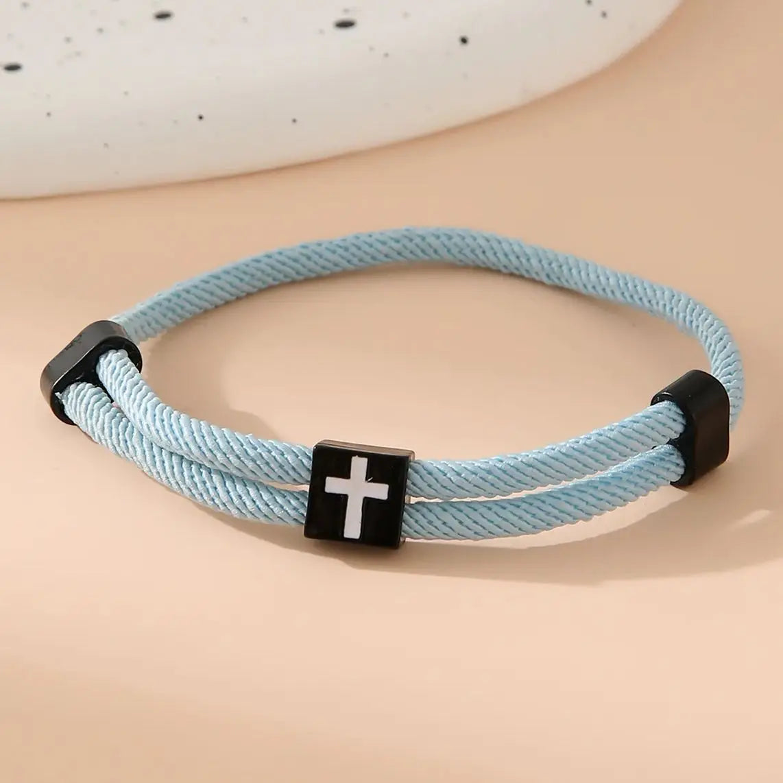 Braided Cross Bracelet for Men And Women Adjustable Hand Rope with Metal Knot Christian Baptism Gifts Christian Jewelry - Blessings is Here