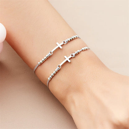 2Pcs/Set New Simple Cross Braided Bracelet for Women Men Handmade Adjustable Friendship Couple Bracelet Christian Prayer Jewelry