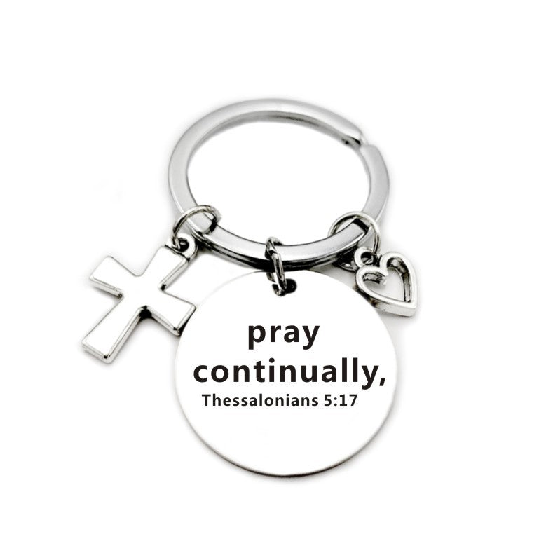Christian Bible Scripture Pendant Cross Heart Charms Keychain - Blessings is Here